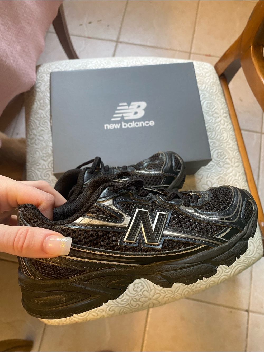 New Balance Kids Black and Gray Athletic Sneakers